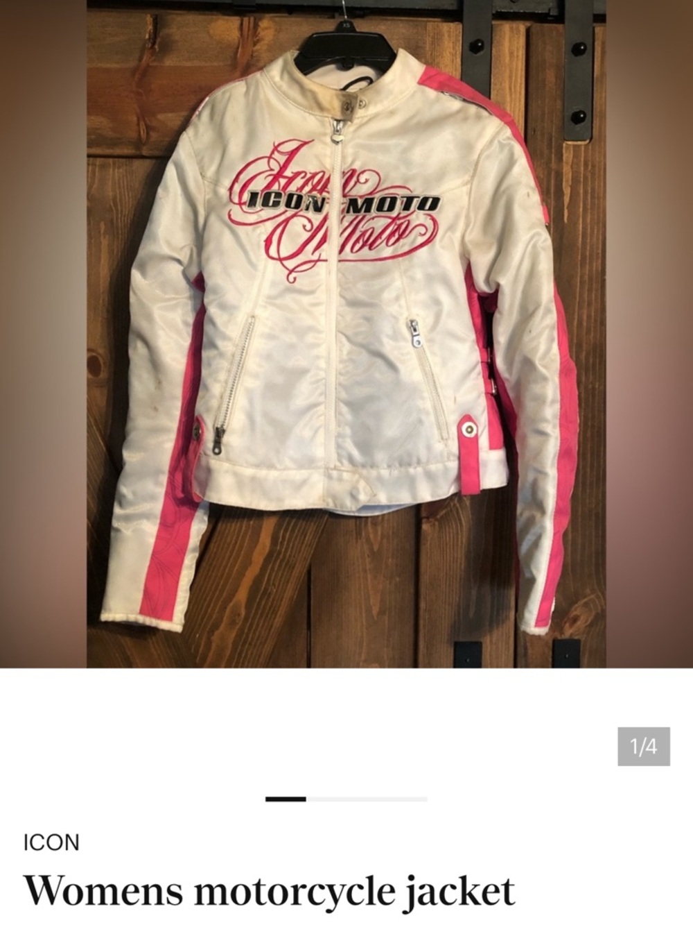 ICON White and Pink Women's Motorcycle Jacket